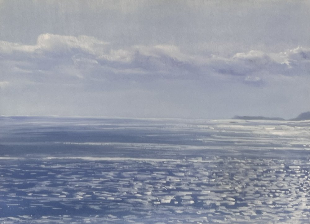 遠くのオホーツク海を眺める